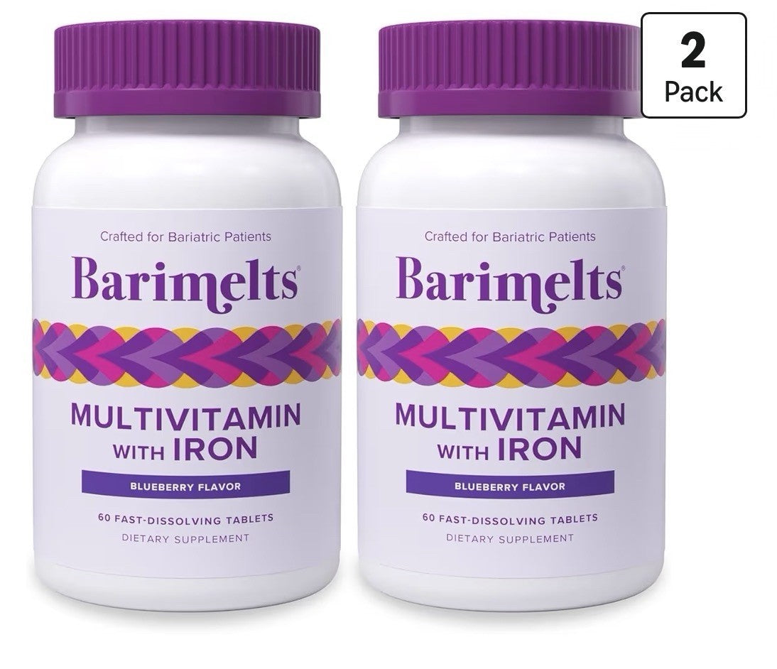 2 Pack BariMelts Multivitamin with Iron Bariatric Vitamins for Women Blueberry