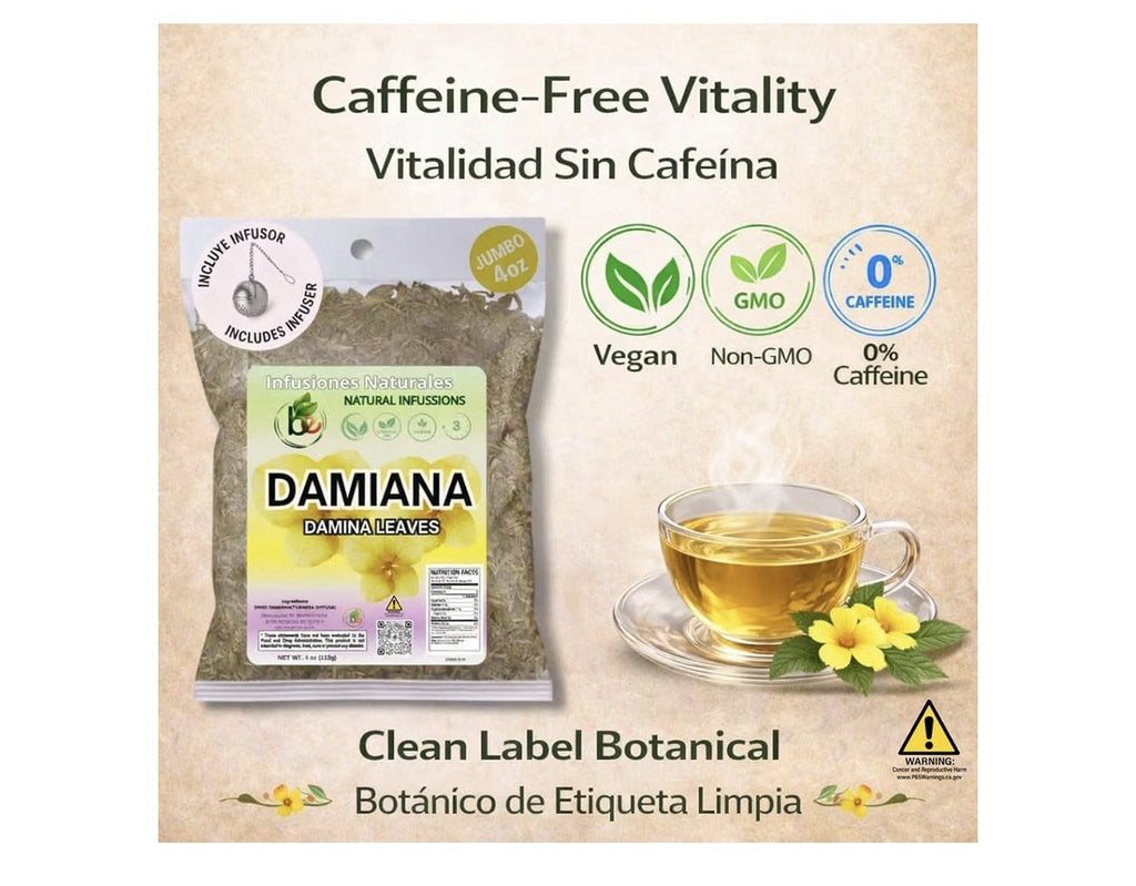B-Experts Damiana Leaves Leaf Te Loose Herbal + Stainless Steel Tea Infuser 4 oz