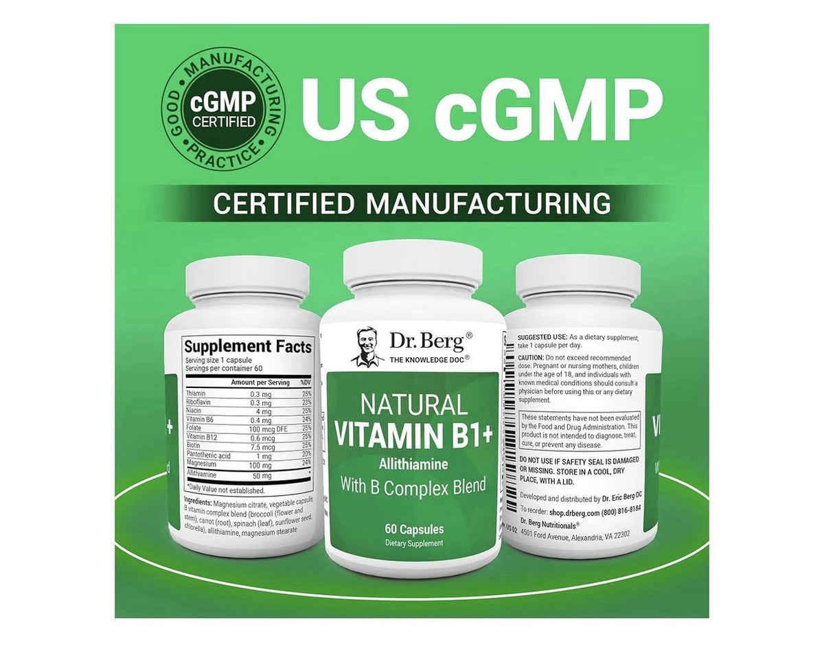 Dr. Berg Natural Vitamin B1+ Allithiamine With B Complex Blend Woman & Men 60cap