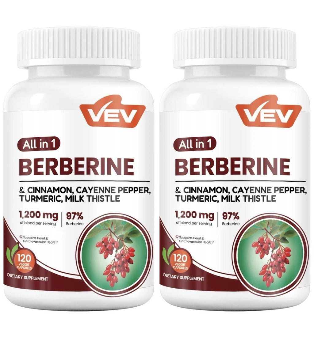 VEV Berberine with Ceylon Cinnamon Turmeric Heart Cardiovascular Support 2 Pack