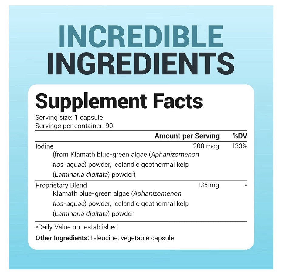 Dr. Berg Sea Kelp Enhanced lodine Premium Immune Thydroid Health Antioxidant 90c
