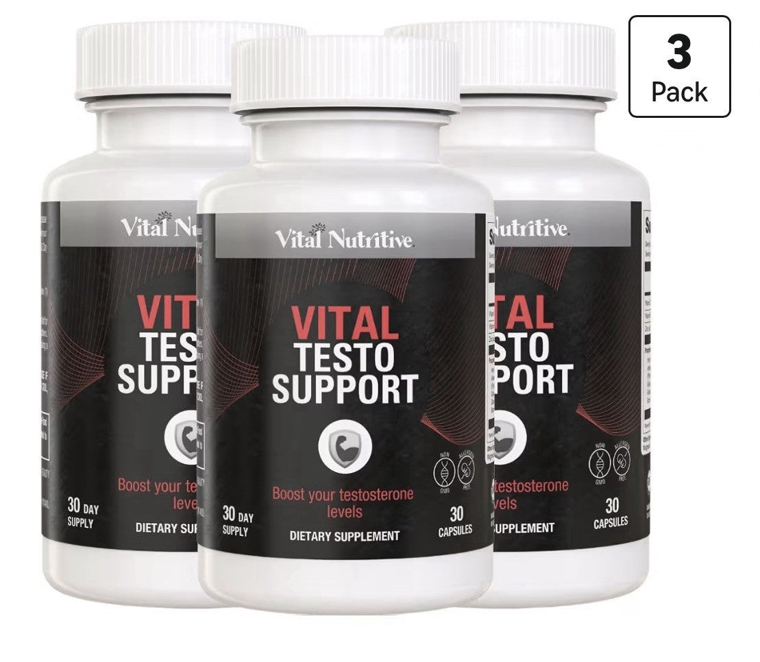 VITAL NUTRITIVE Vital Testo Support Natural Testosterone Stamina Support 3 Pack