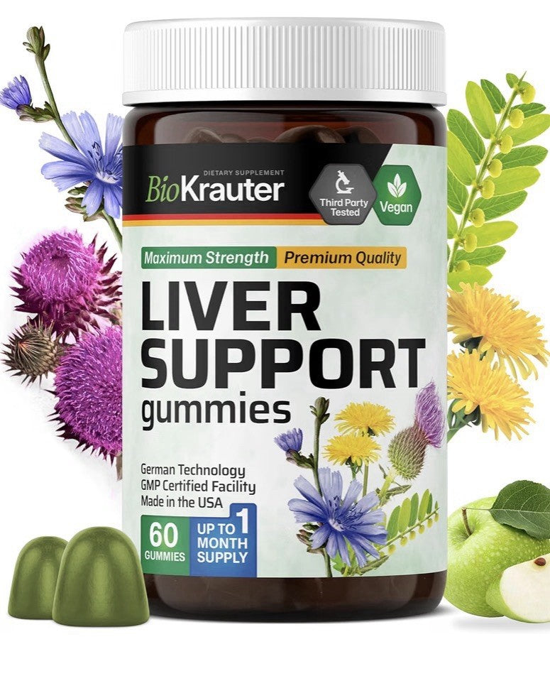 BIO KRAUTER 9 Liver Support Gummies Detox With Milk Thistle 60 Gummies