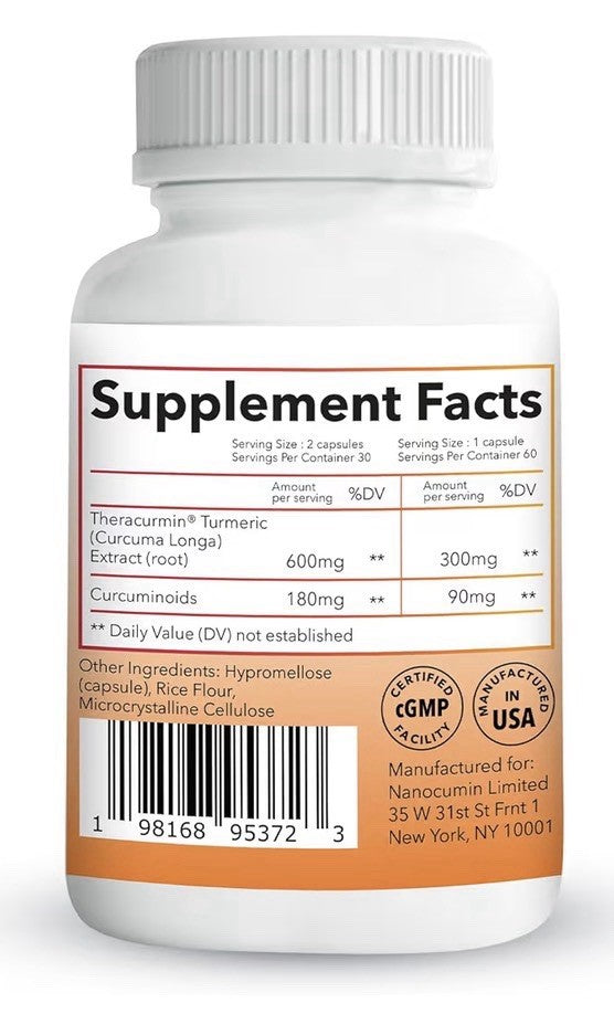 Natleo USA Supplements Theracurmin Turmeric Curcumin High Absorption 60capsules
