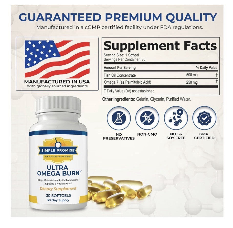Simple Promise Ultra Omega Burn Fish Oil Heart Health Metabolism Support 30sgel
