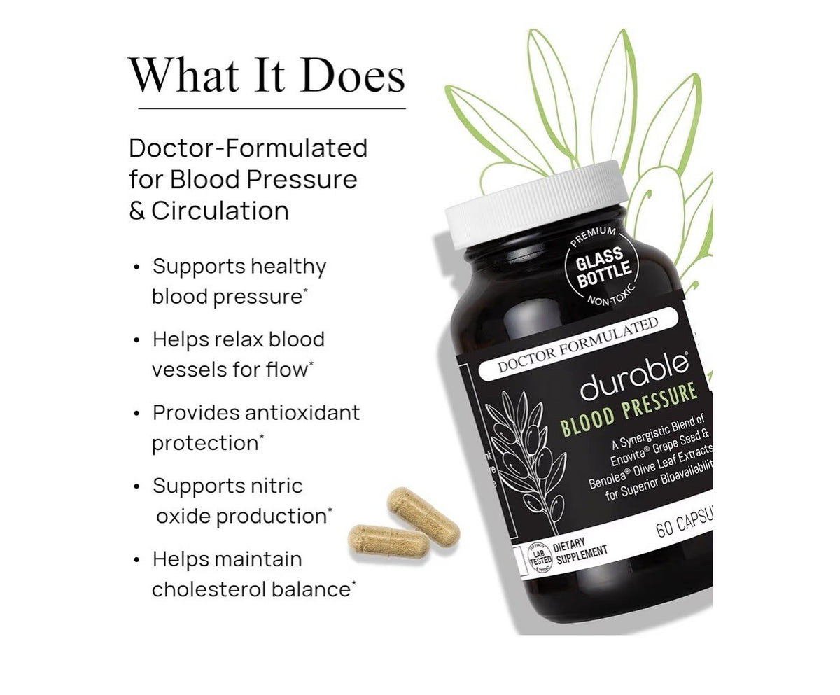 Durable Blood Pressure Benolea Olive Leaf & Enovita Grape Seed Extract 60Capsule