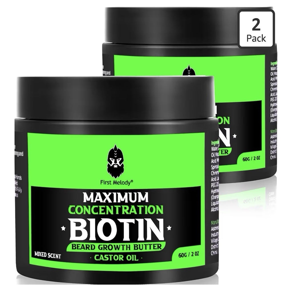 2 Pack First Melody Biotin Beard Growth Butter Castor Oil Promotes Beard Growth