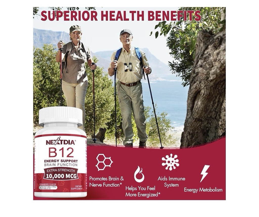 Vitamin B12 Energy Support Brain Function Extra Strength 10000 mcg 90 Tablets