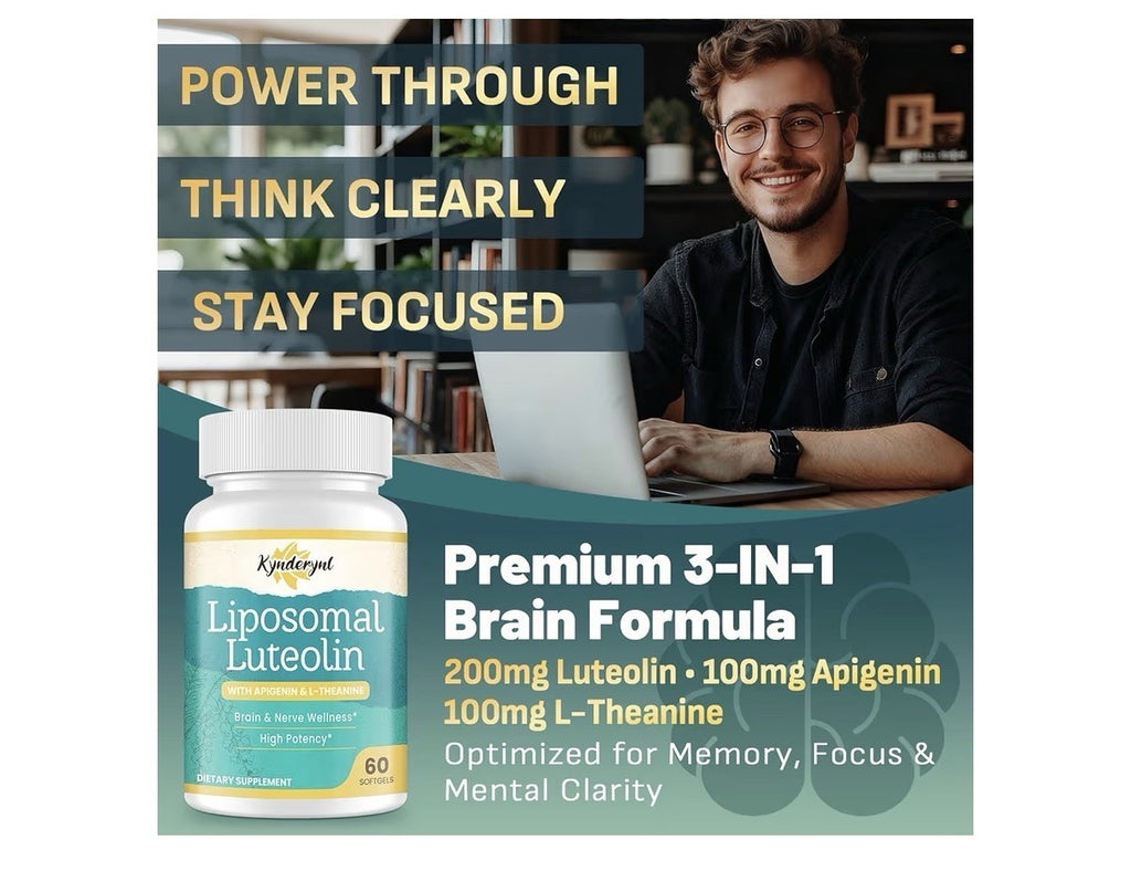 2 Pack Kynderynl Liposomal Luteolin 200mg Supplement Brain Nerve Wellness