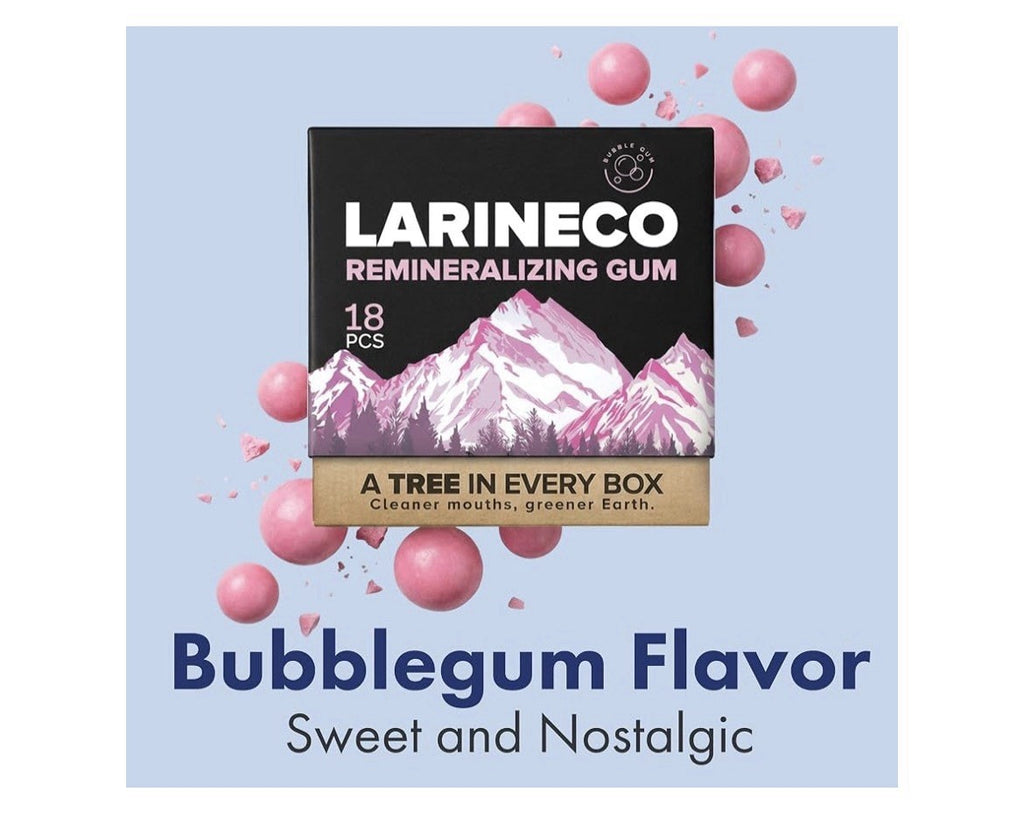 Larineco Remineralizing Gum Hydroxyapatite Xylitol Gum Bubble Gum Flavor 2 Pack