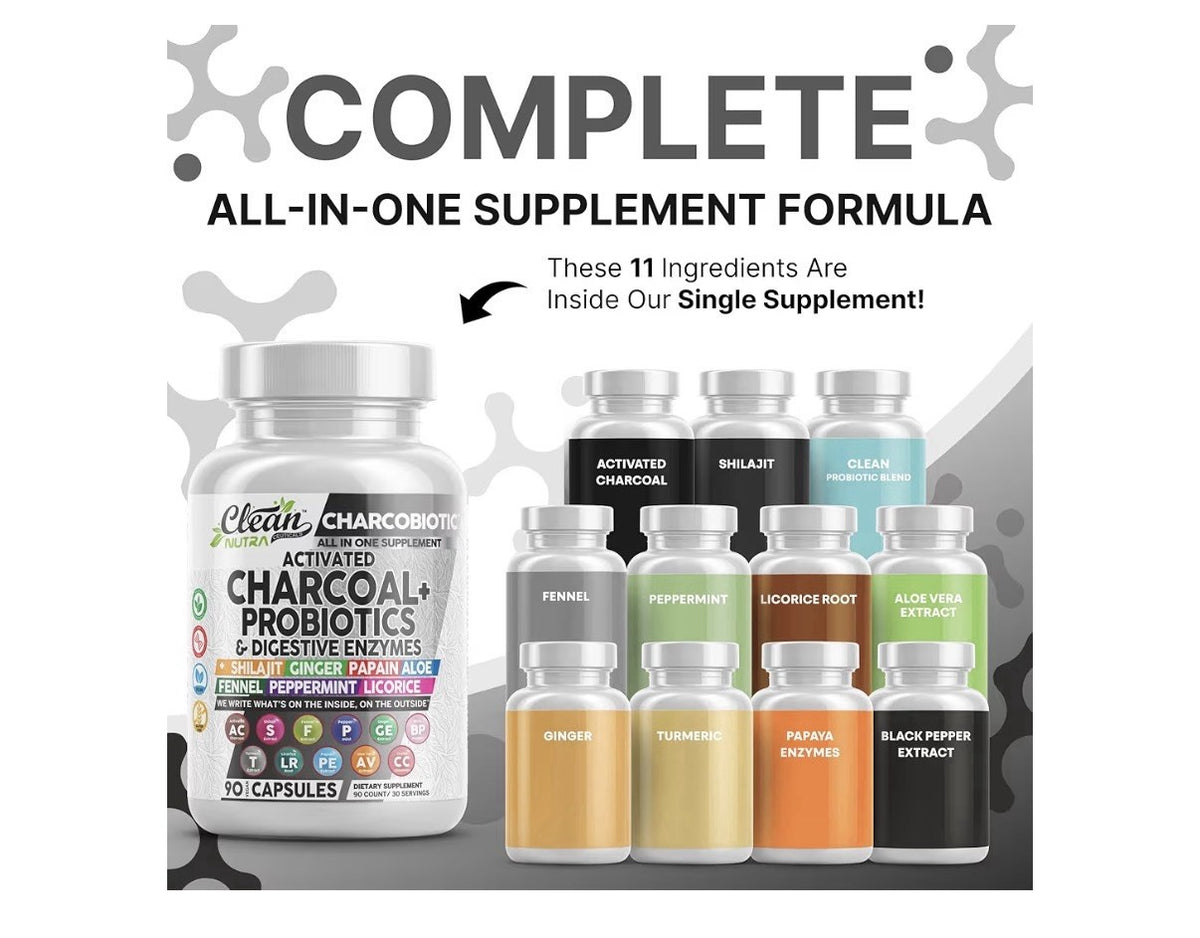2 Packs Clean Nutra Charcobiotic Activated Charcoal Probiotics Gut Health 180cap