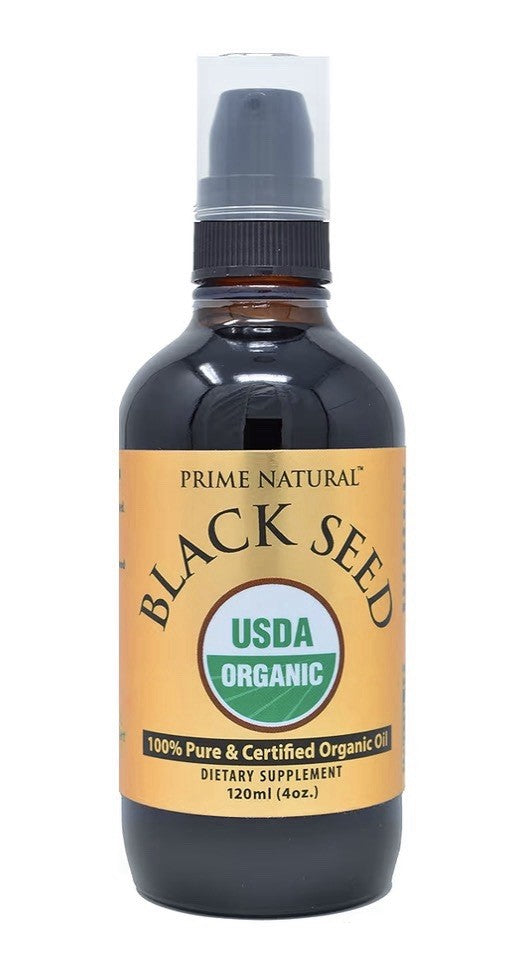 PRIME NATURAL Black Seed Oil Organic Cold Pressed Unrefined 4oz Nigella Sativa