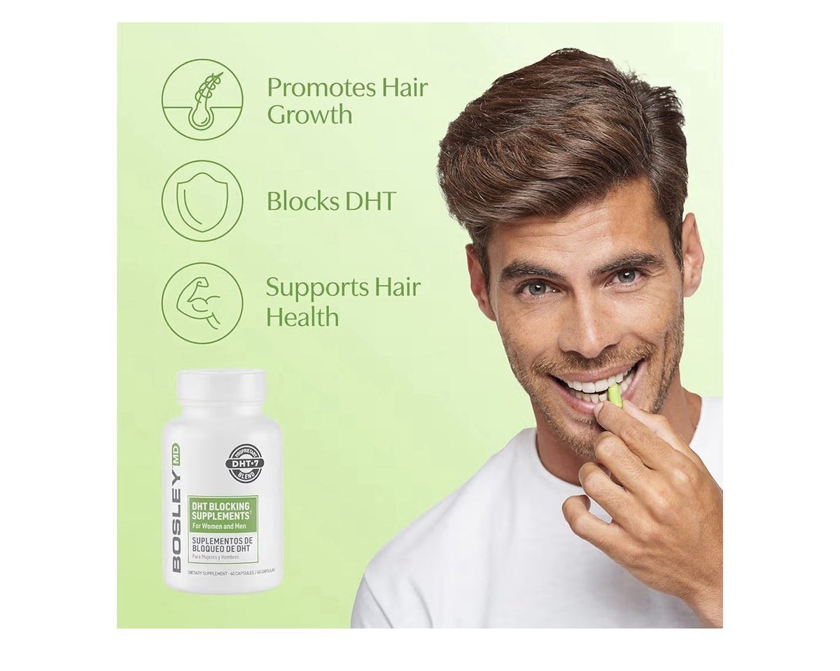 BosleyMD DHT Blocking Supplements Thicker Fuller Hair For Women & Men 60 Capsule