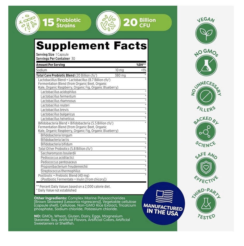 Probulin Total Care Probiotic Prebiotics Postbiotics Gut Digestive Immune 30cap