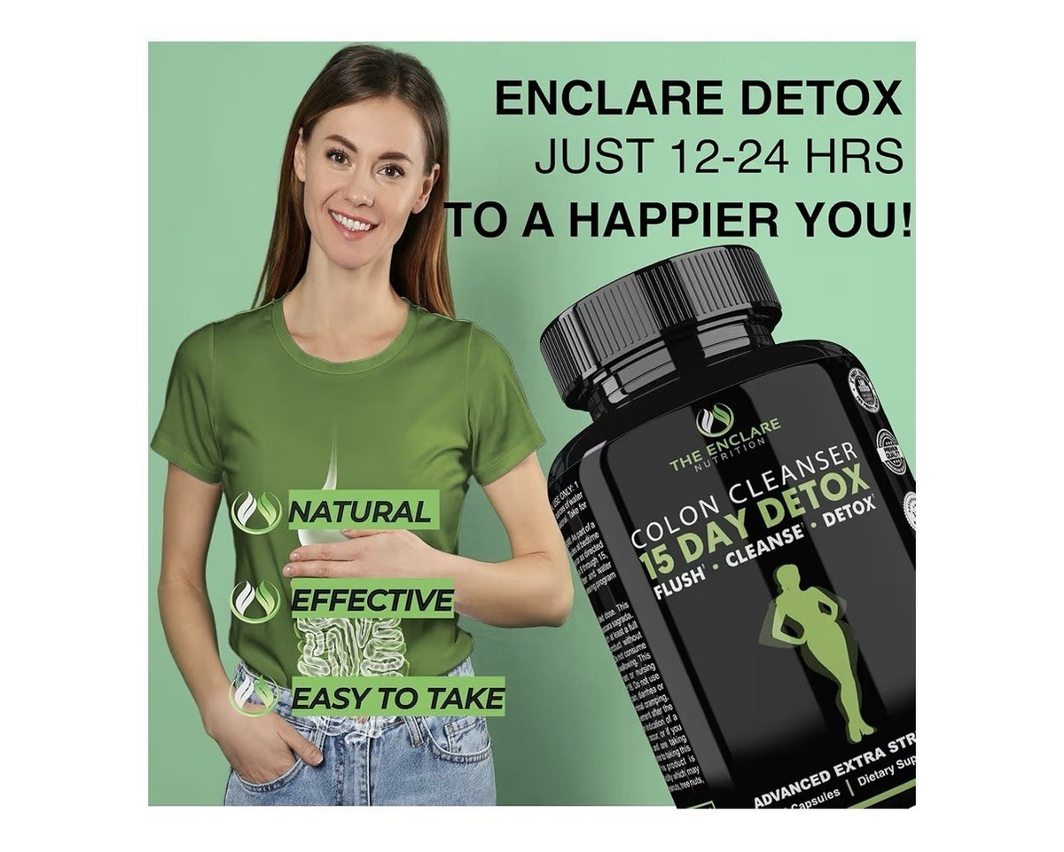 2Pack THE ENCLARE NUTRITION Colon Cleanse 15 Day Detox Flush Cleanse Women & Man