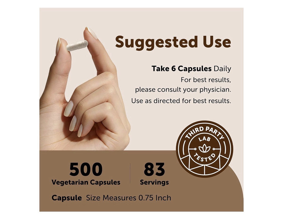 Micro Ingredients Psyllium Husk Capsules 3000mg Per Serving 500 Capsules