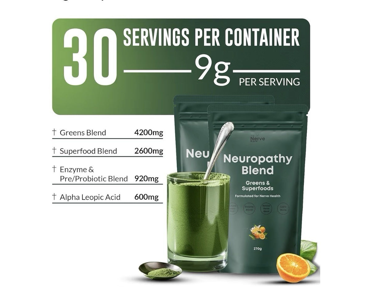 The Nerve Brand Neuropathy Blend Powder Nerve Health 30 Servings Sunshine Orange