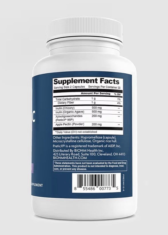 BIOHM Prebiotic Fiber Supplement 4 Diverse Dietary Fibers Gut Immune Health 60ca
