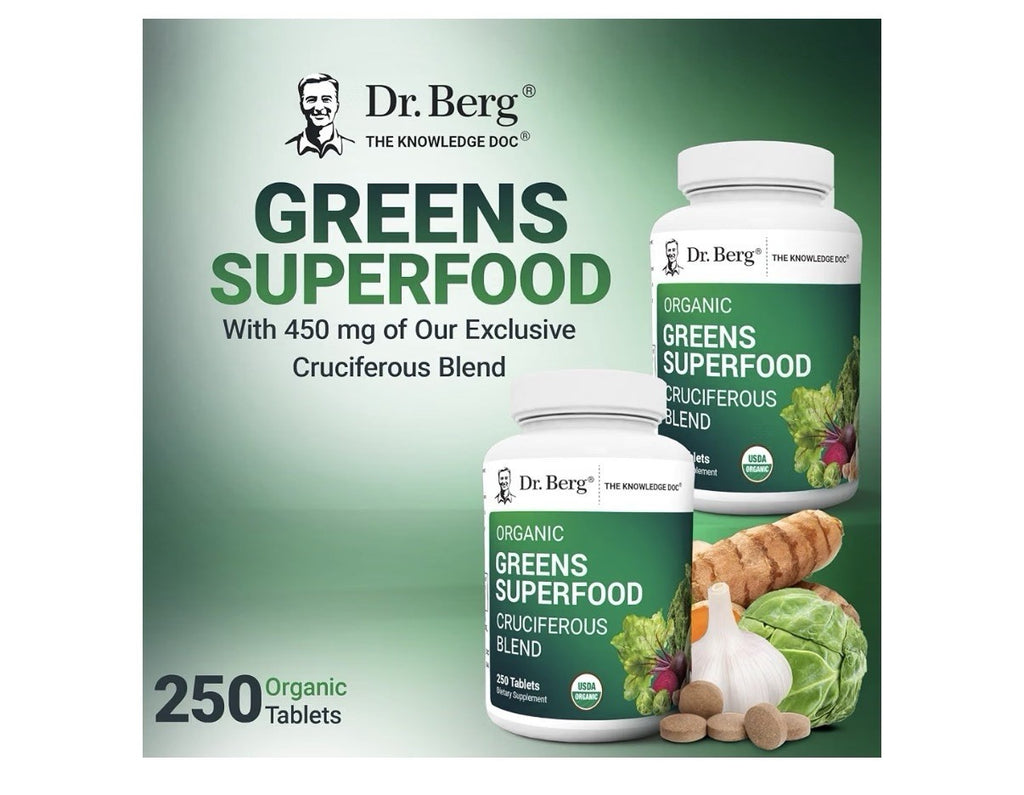 Dr. Berg Greens Superfood Cruciferous Blend Vegetable 250 Tablets Super Greens