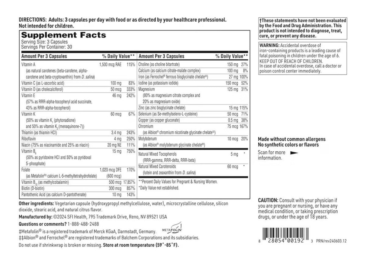 SFI Health Prenatal and  Nursing Formula Multivitamins And Minerals 90 Capsules