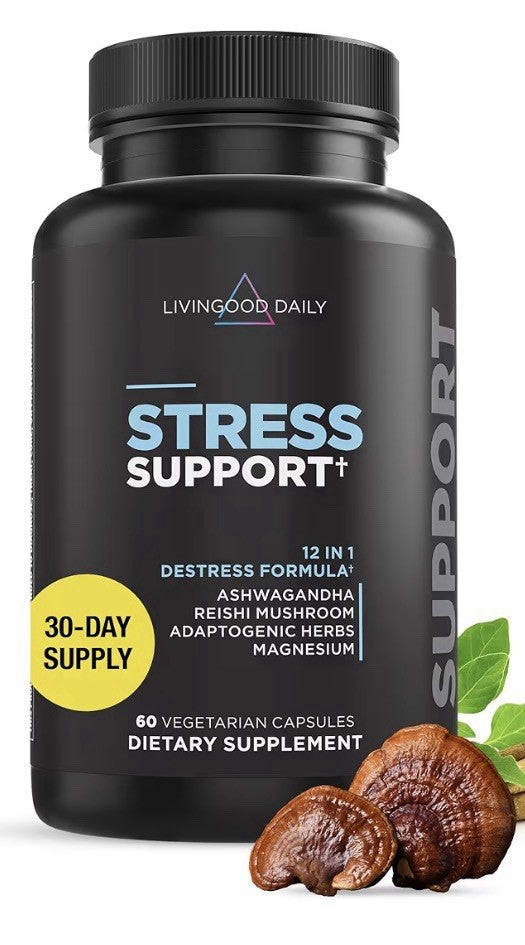 Livingood Daily Stress Support 12-in-1 Destress Formula Supplement 60 Capsules