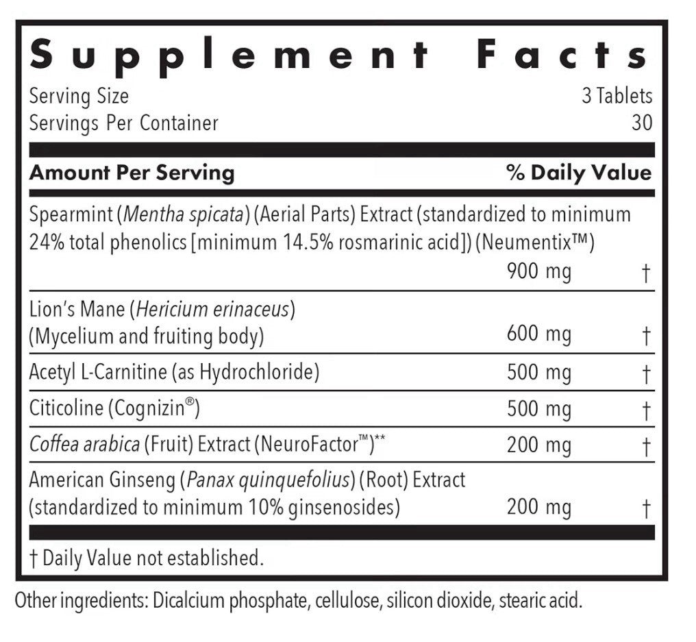 Allergy Research Group Advanced NeuroPlus Supports Working Memory 90 Tablets