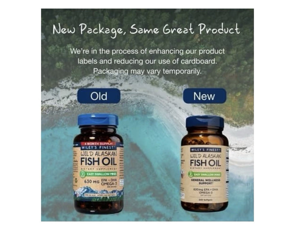 Wiley's Finest Wild Alaskan Fish Oil EPA DHA General Wellness Support 240softgel