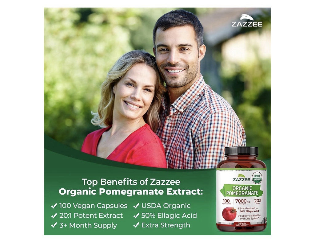 Zazzee Organic Pomegranate 50% Ellagic Acid Immune System Support 100 Capsules