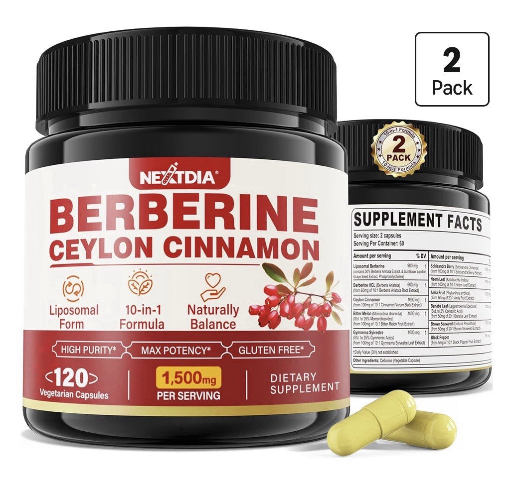 Nextdia Berberine Ceylon Cinnamon 1500mg Per Serving Liposomal Form 2 Pack