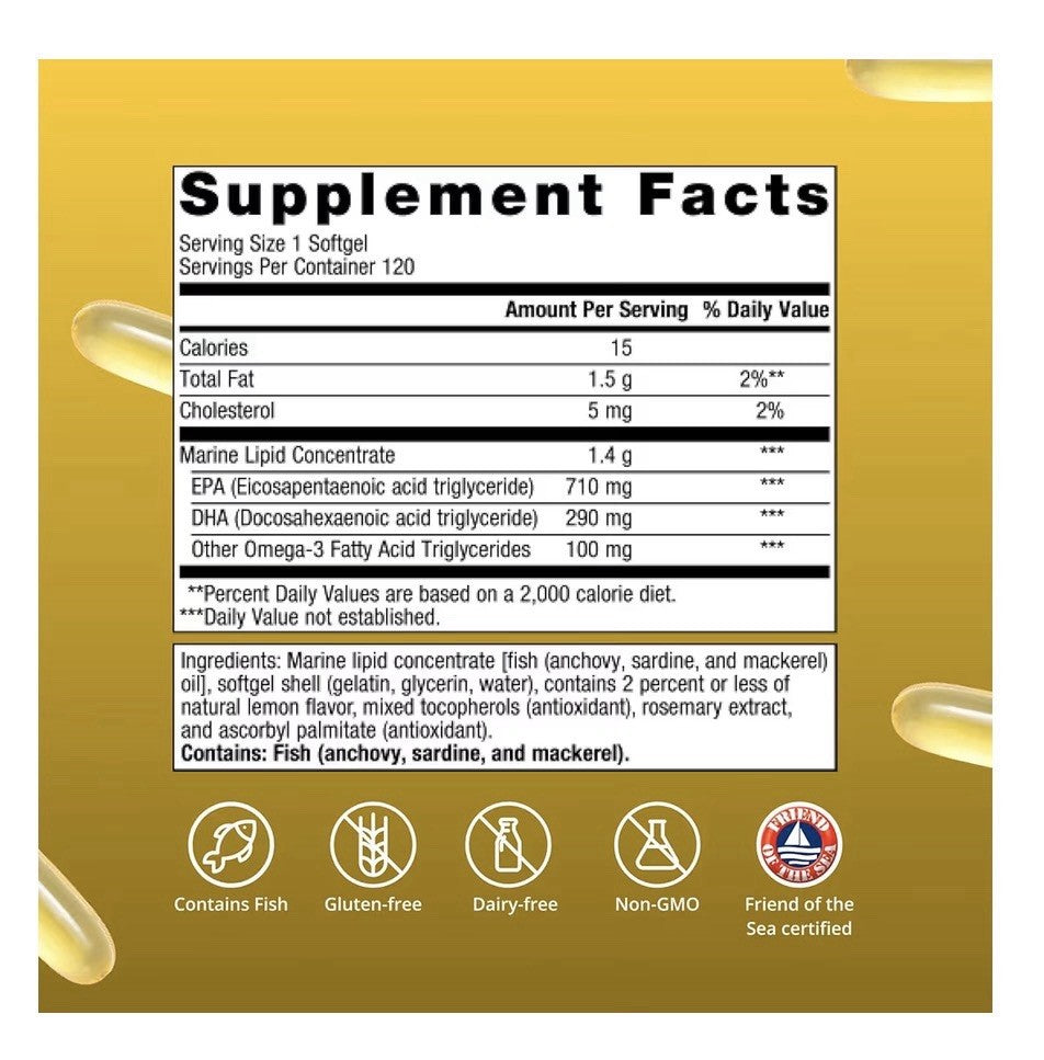 Metagenics OmegaGenics 5 in 1 Fish Oil 1000 mg EPA-DHA Active Living 120softgels