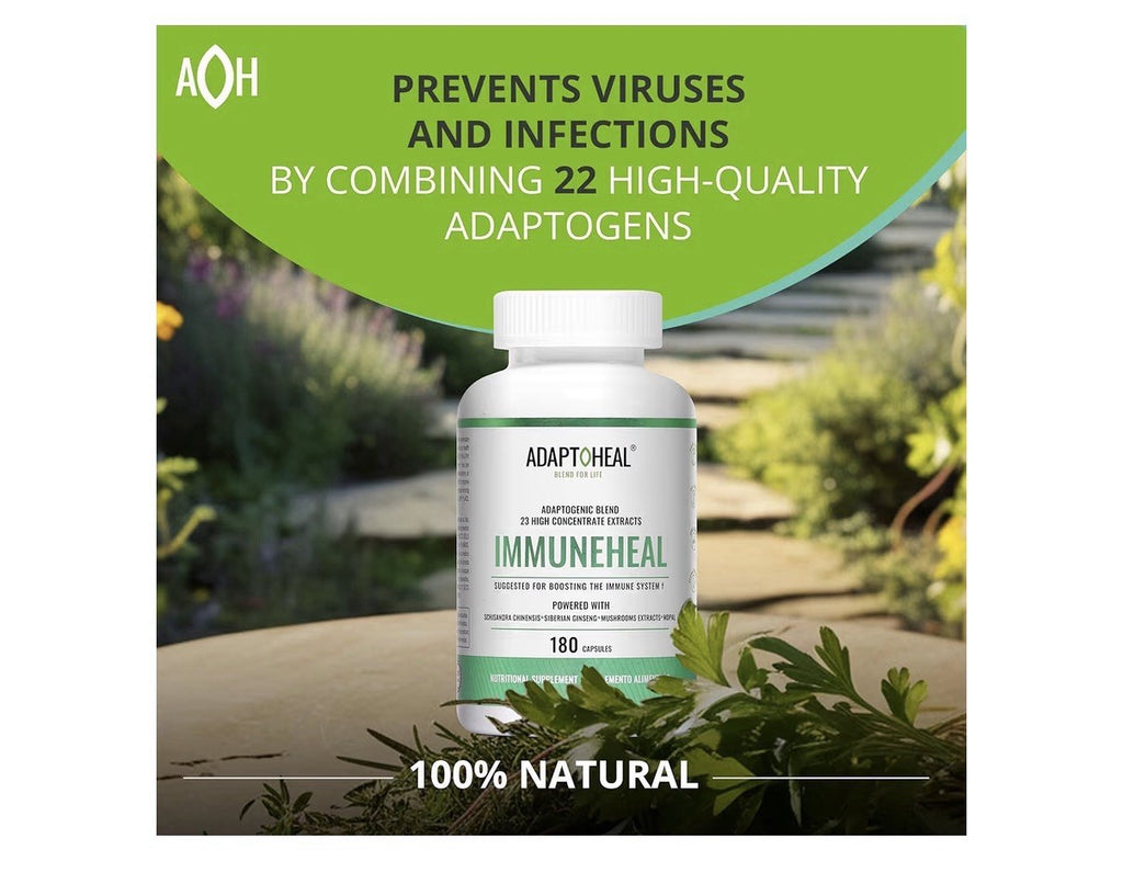 ADAPTOHEAL Immuneheal Adaptogen Immune System Booster Supplement 23Extract 180ca