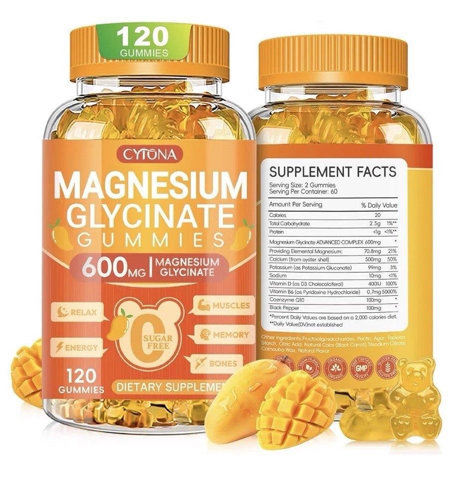 Nextdia Magnesium Glycinate Gummies 600mg Muscles Memory Bones Relax Energy 120g
