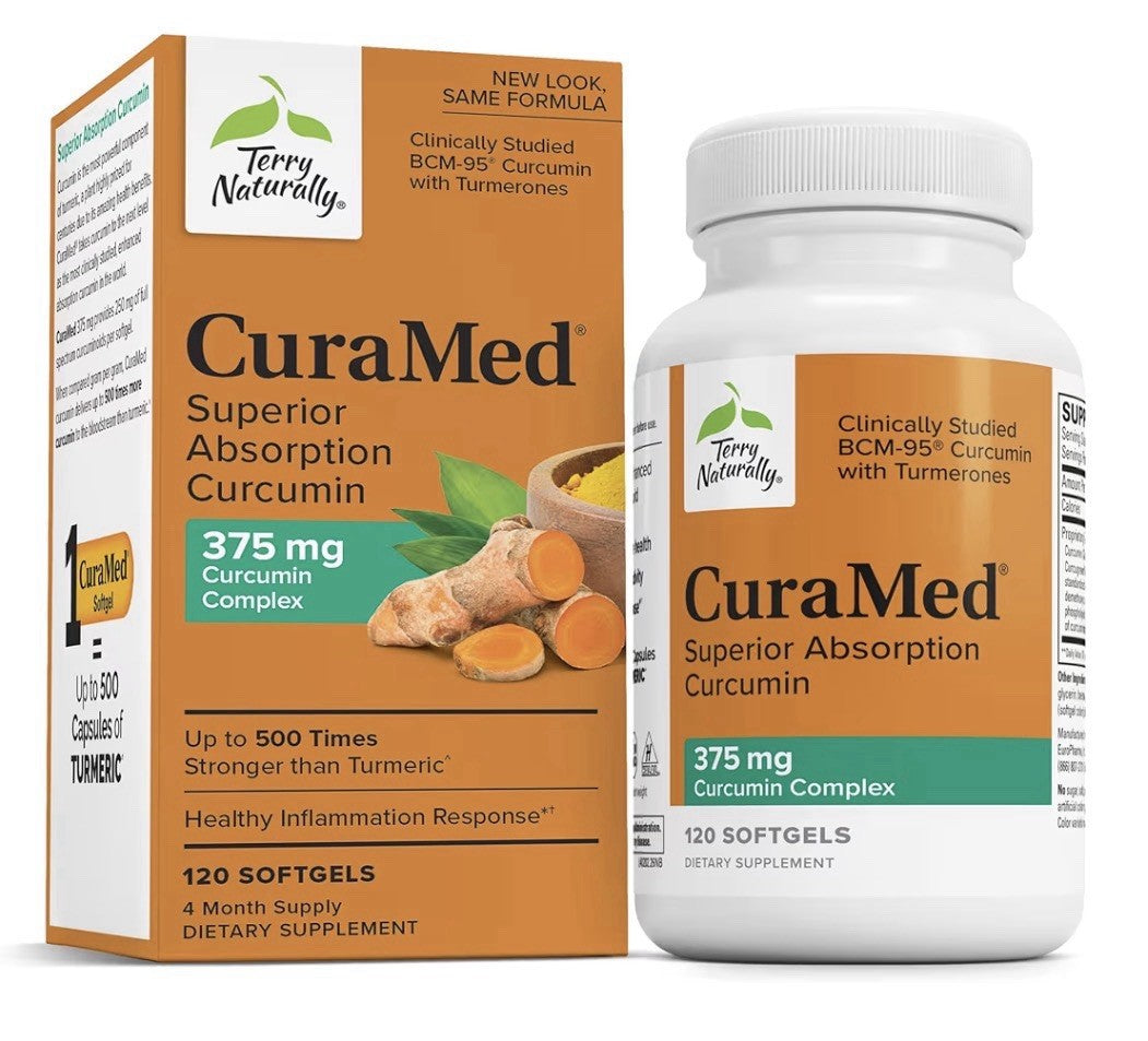 Terry Naturally CuraMed 375mg Antioxidant Supplement Brain Immune Support 120sg