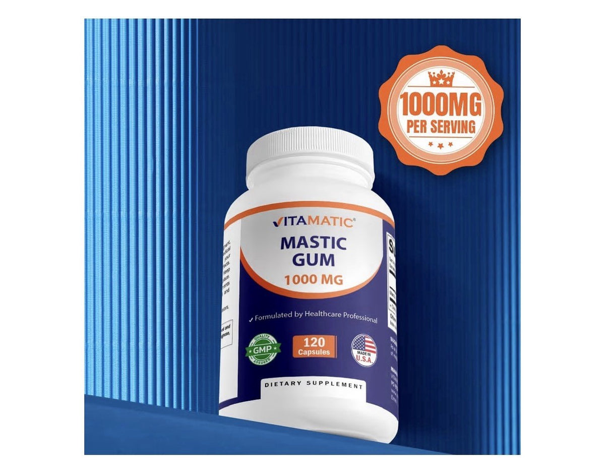 2Packs Vitmatic Mastic Gum 1000mg Gastrointestinal, Immune, Oral Health 240 Caps