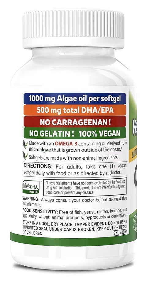 2 Pack DEVA Vegan Omega-3 DHA-EPA 500MG No Carrageenan Non-Fish Oil