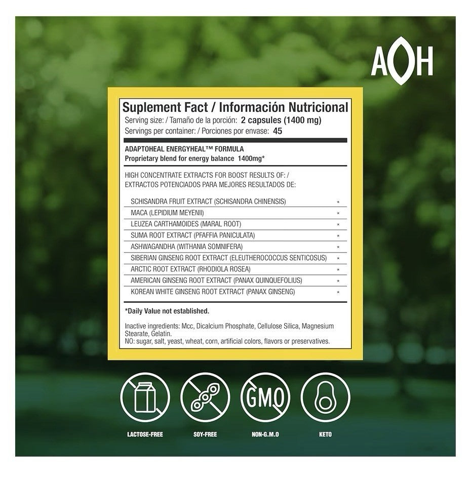ADAPTOHEAL ENERGYHEAL Adaptogenic Blend Supports Body And Mental Energy 90 Caps