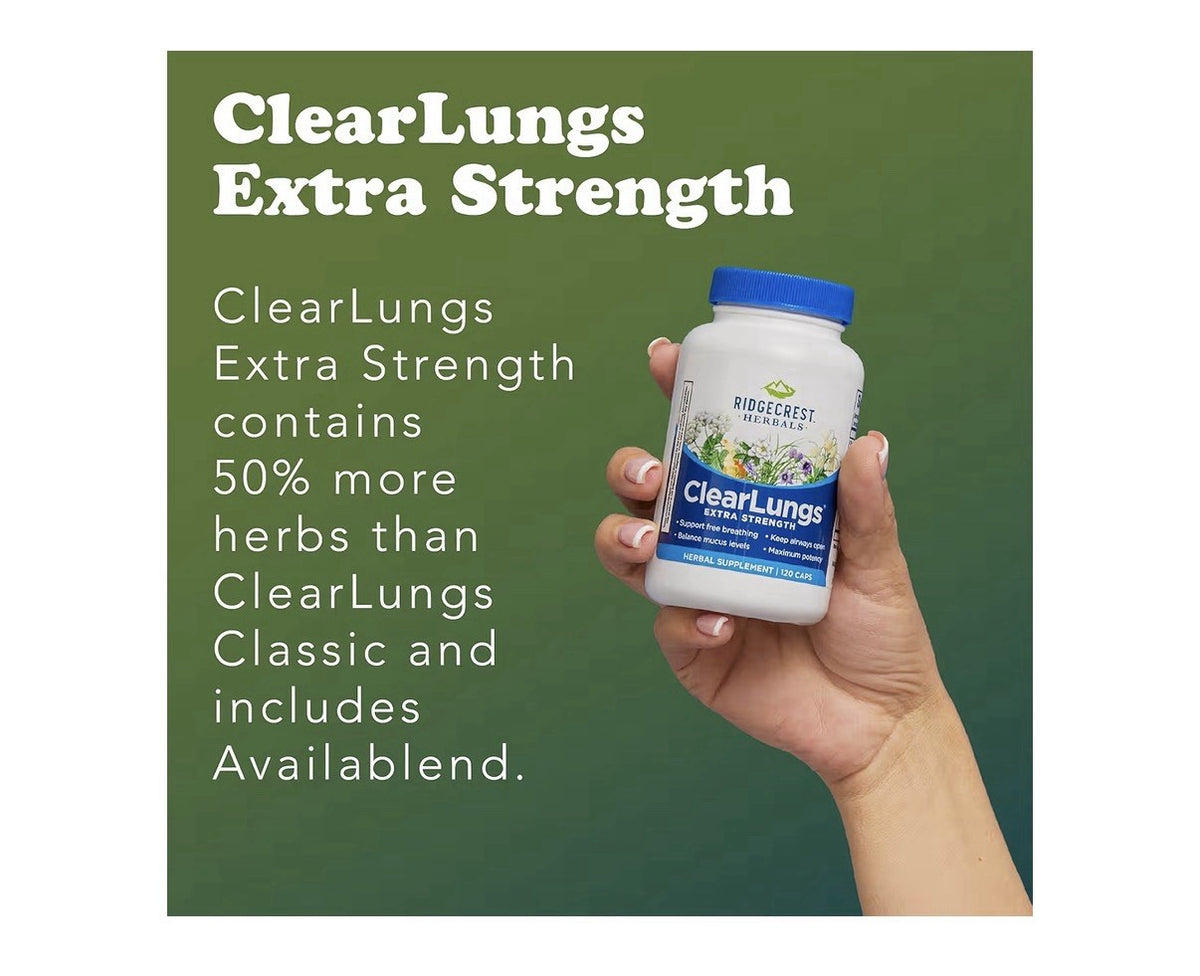 RidgeCrest Herbals ClearLungs Extra Strength Respiratory Keep Airways Open 120ca