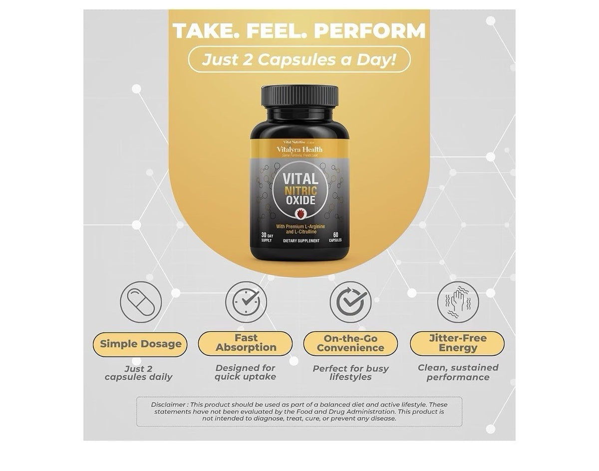 2 Pack Vital Nutritive Vital Nitric Oxide for Men Workout Booster Blood Flow