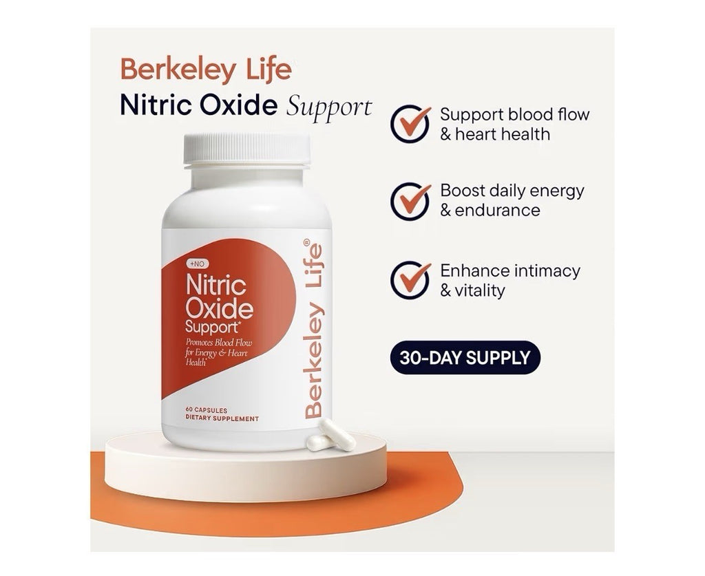 Berkeley Life Nitric Oxide Support Booster Supplement Blood Flow Energy 60 Caps
