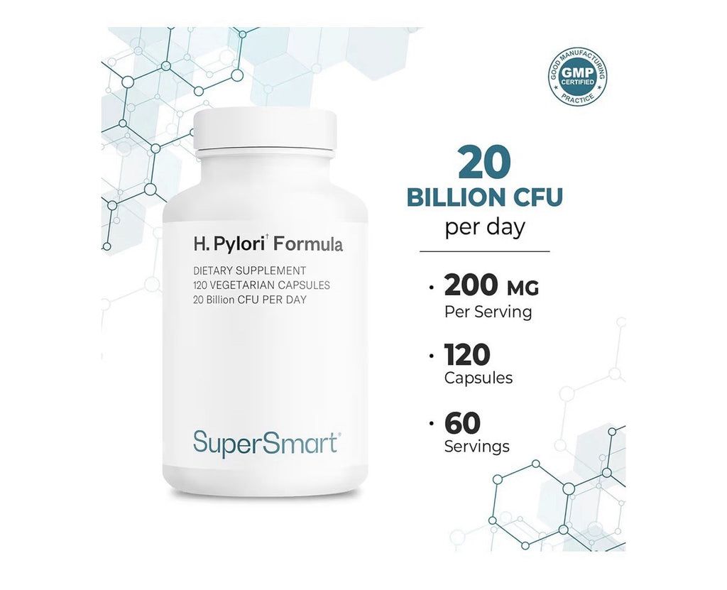 Supersmart H. Pylori Formula 20 Billion CFU per Day High Potency 120 Capsules