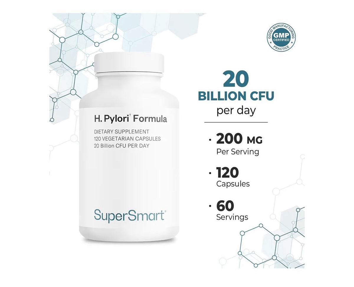 Supersmart H. Pylori Formula 20 Billion CFU per Day High Potency 120 Capsules