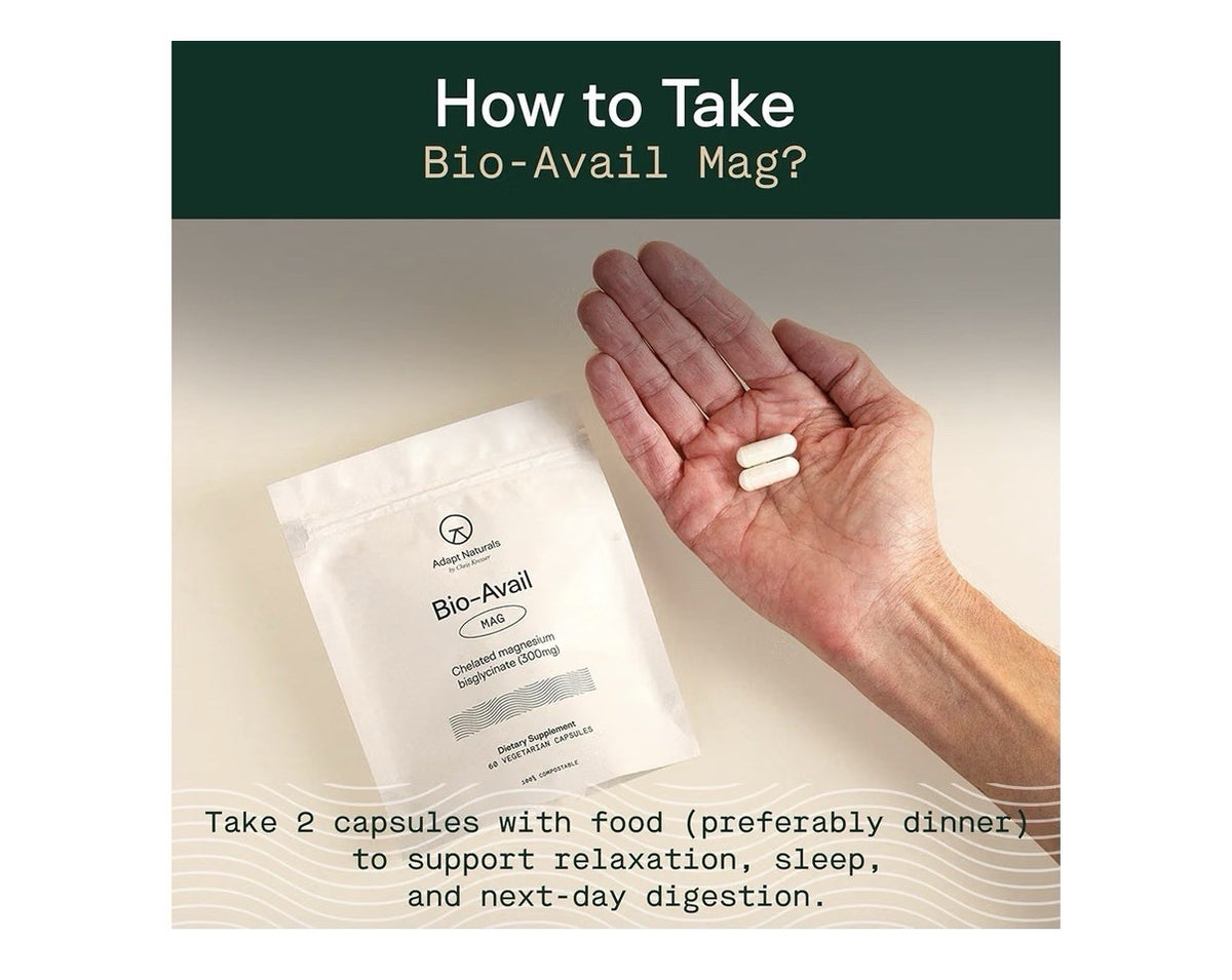 Adapt Naturals Bio-Avail MAG Chelated Magnesium Bisglycinate (300mg) 60 Capsules