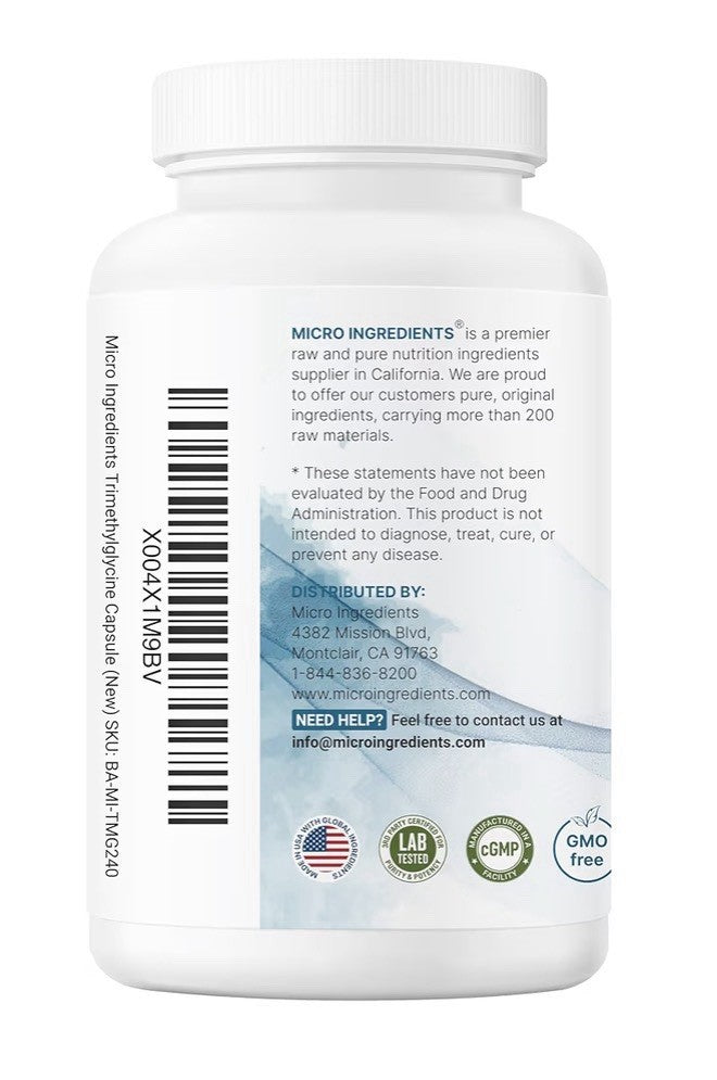 Micro Ingredients TMG Trimethylglycine 2000mg Per Serving 240 Capsules