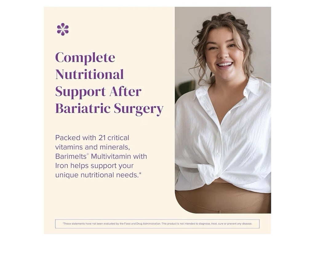 3 Pack BariMelts Multivitamin with Iron Bariatric Vitamins for Women Blueberry