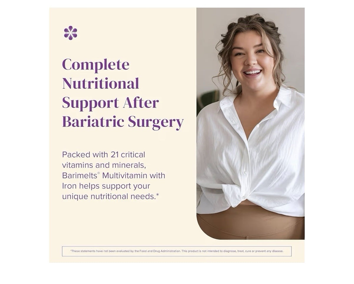 3 Pack BariMelts Multivitamin with Iron Bariatric Vitamins for Women Blueberry
