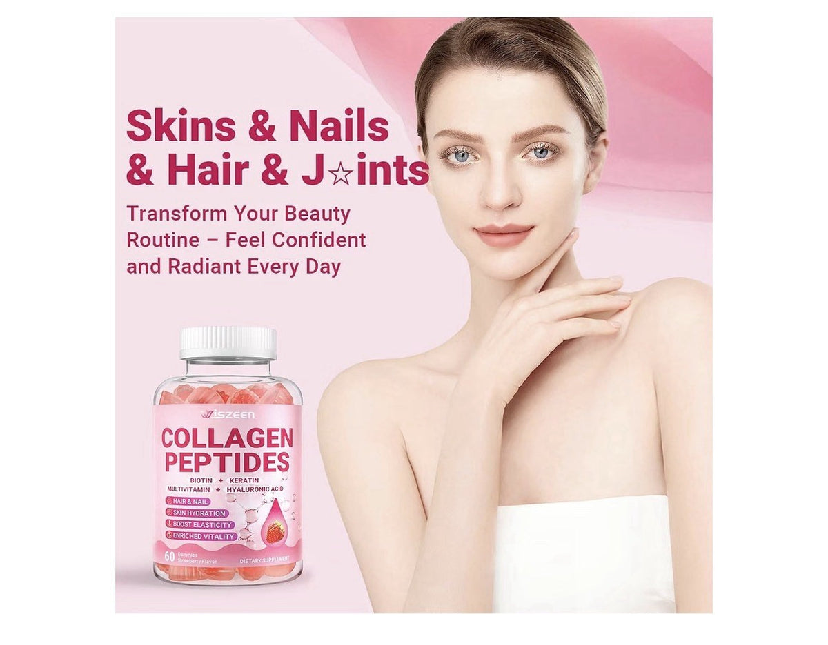 Wiszeen Collagen Peptides Gummies for Women Hydrolyzed with Biotin 2 Pack