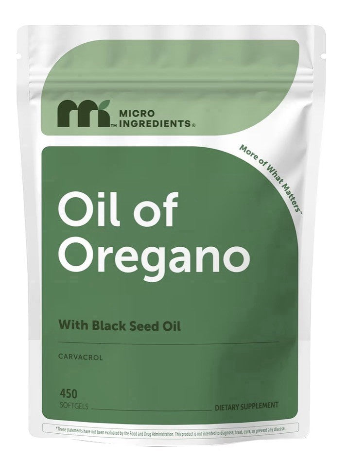 Micro Ingredients Oil of Oregano Herbal Extract With Black Seed Oil 450 Softgels