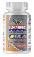 AMS Florabiotix Probiotic Immune Digestive Support 50 Billion Live Cultures 30ca