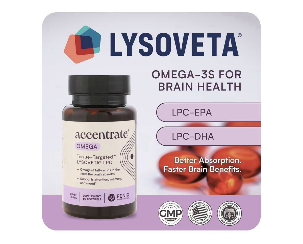 Accentrate Omega w/LYSOVETA LPC | EPA & DHA Supplements Brain Health 30 Caps