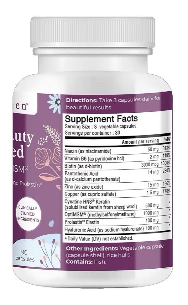 Body Kitchen Total Beauty Advanced 1000 mg OptiMSM Skin Hair Nail Support 90caps